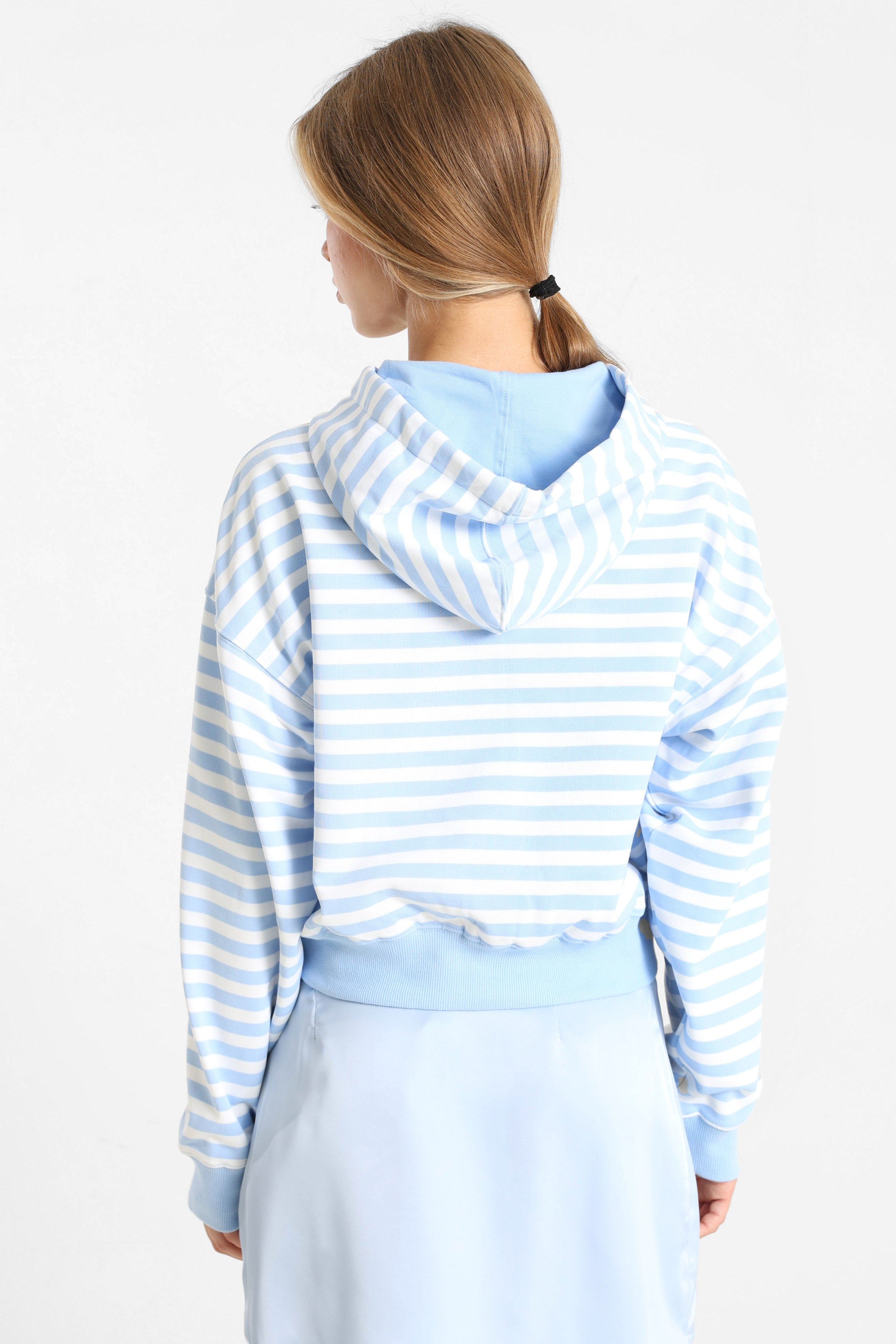 Hooded zip-up sweatshirt - Bleu clair + White