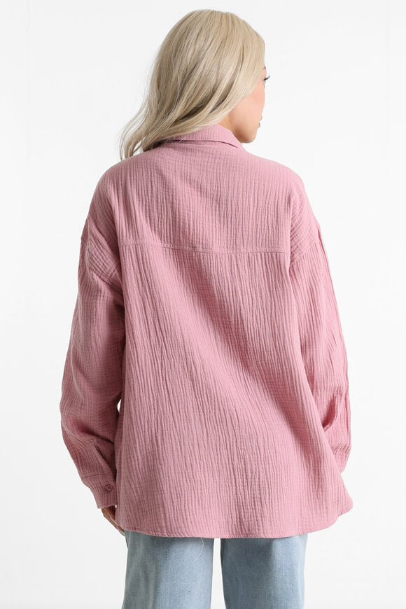 Chemise oversize en mousseline - vieux rose
