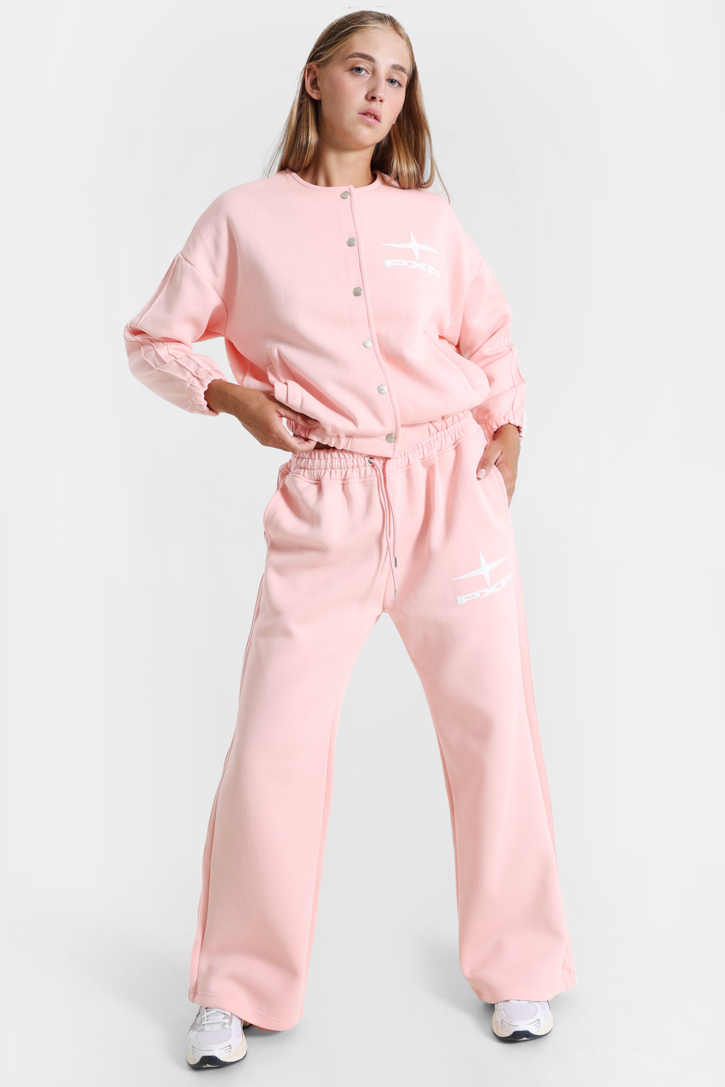 Sweatjacke - Pink + White