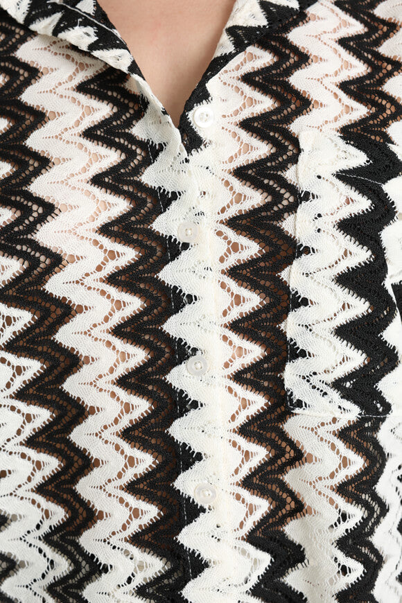 Crochet shirt - Offwhite + Black