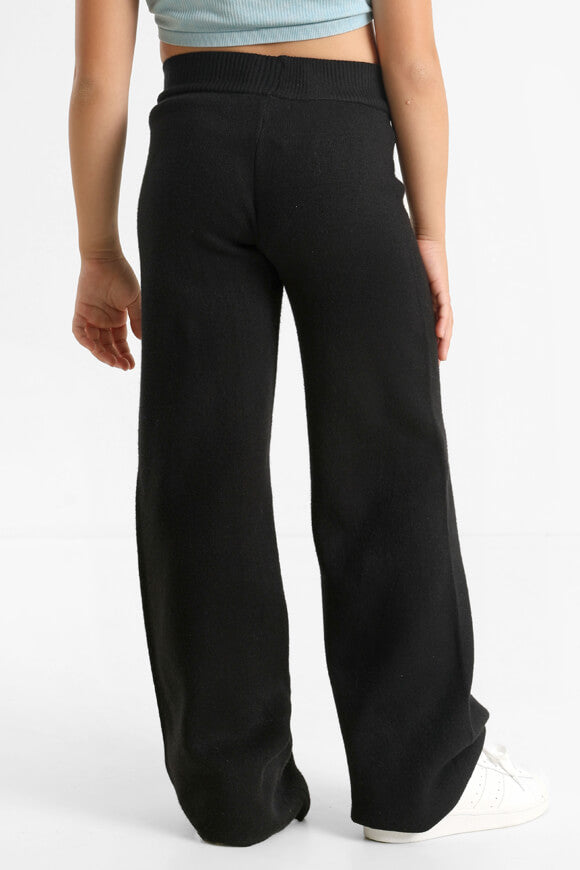 Wide leg knitted trousers - Black