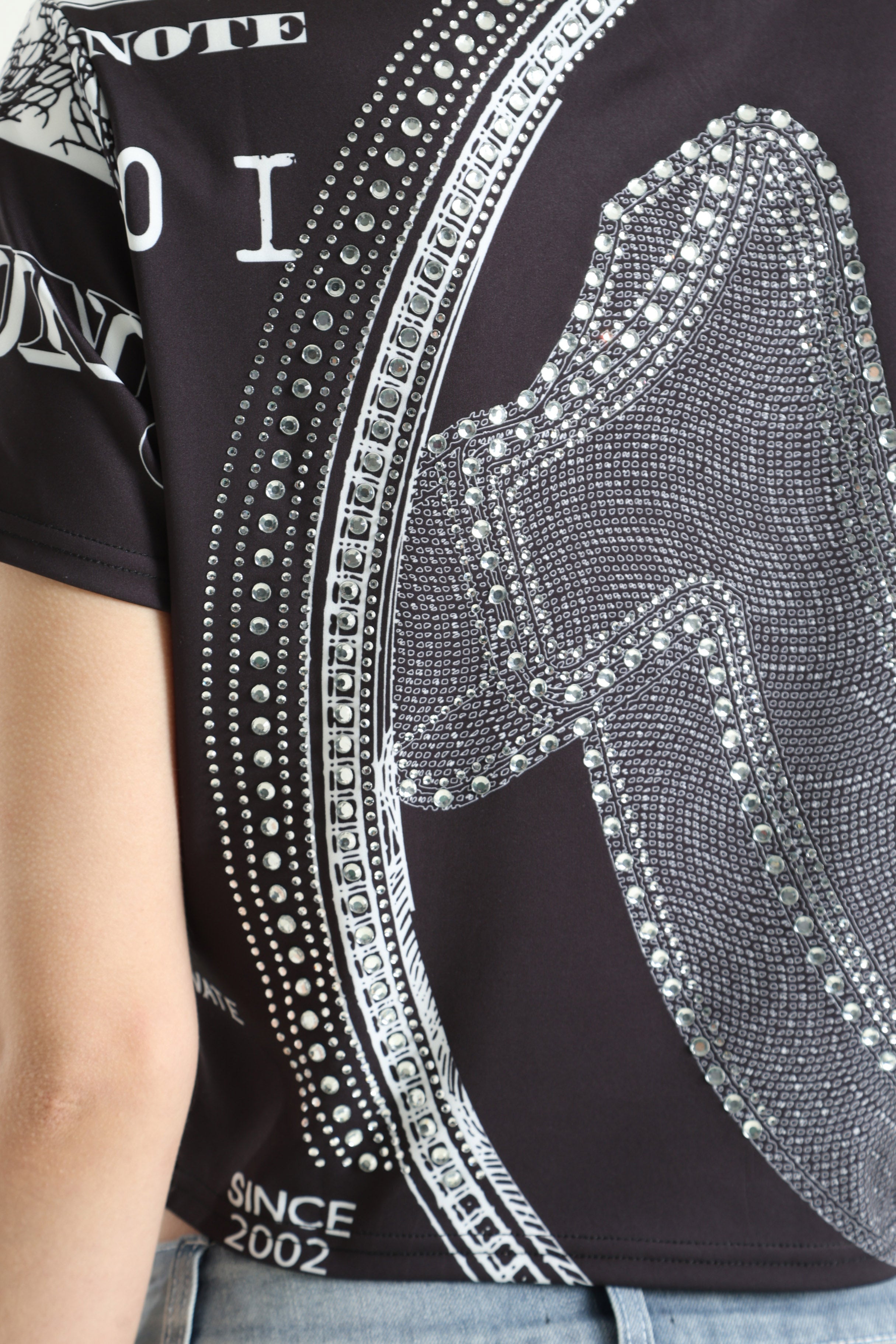 Crystal Crop T-Shirt - Jet Black