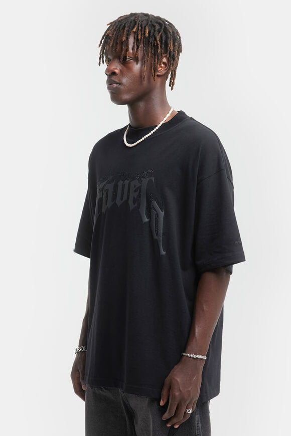 Aves Rhinestone Oversize T-Shirt - Black