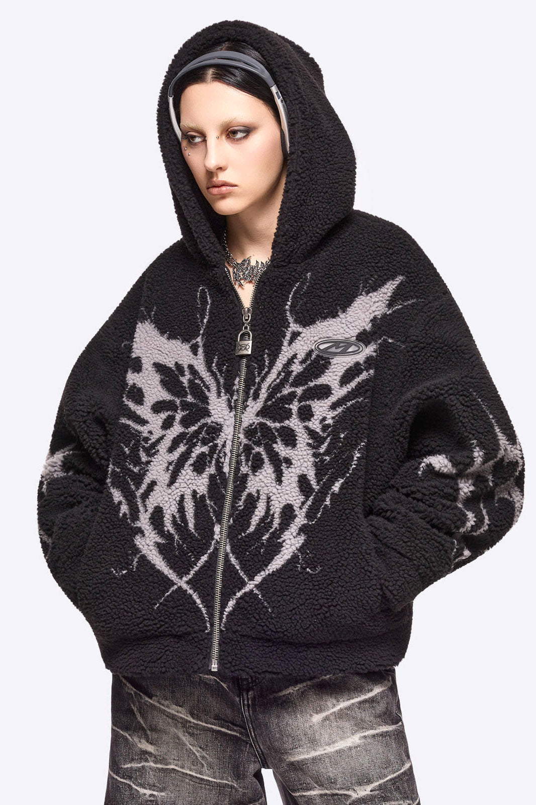 Dark Fly Borg - Giacca oversize in sherpa - Nero