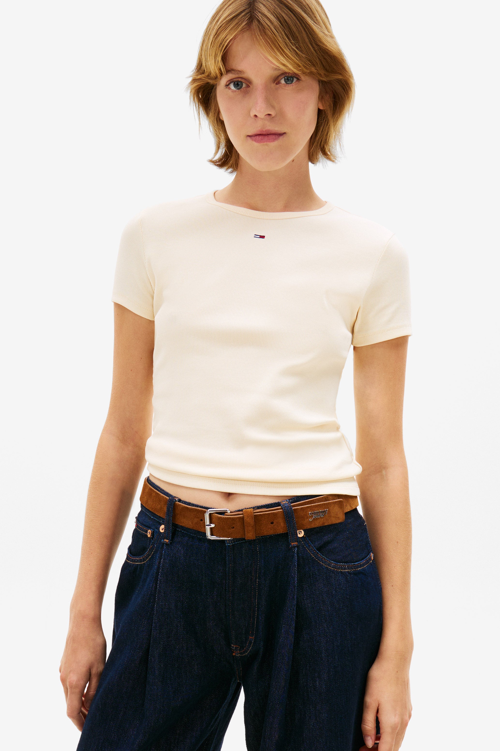 Essential geripptes T-Shirt - Almost Yellow