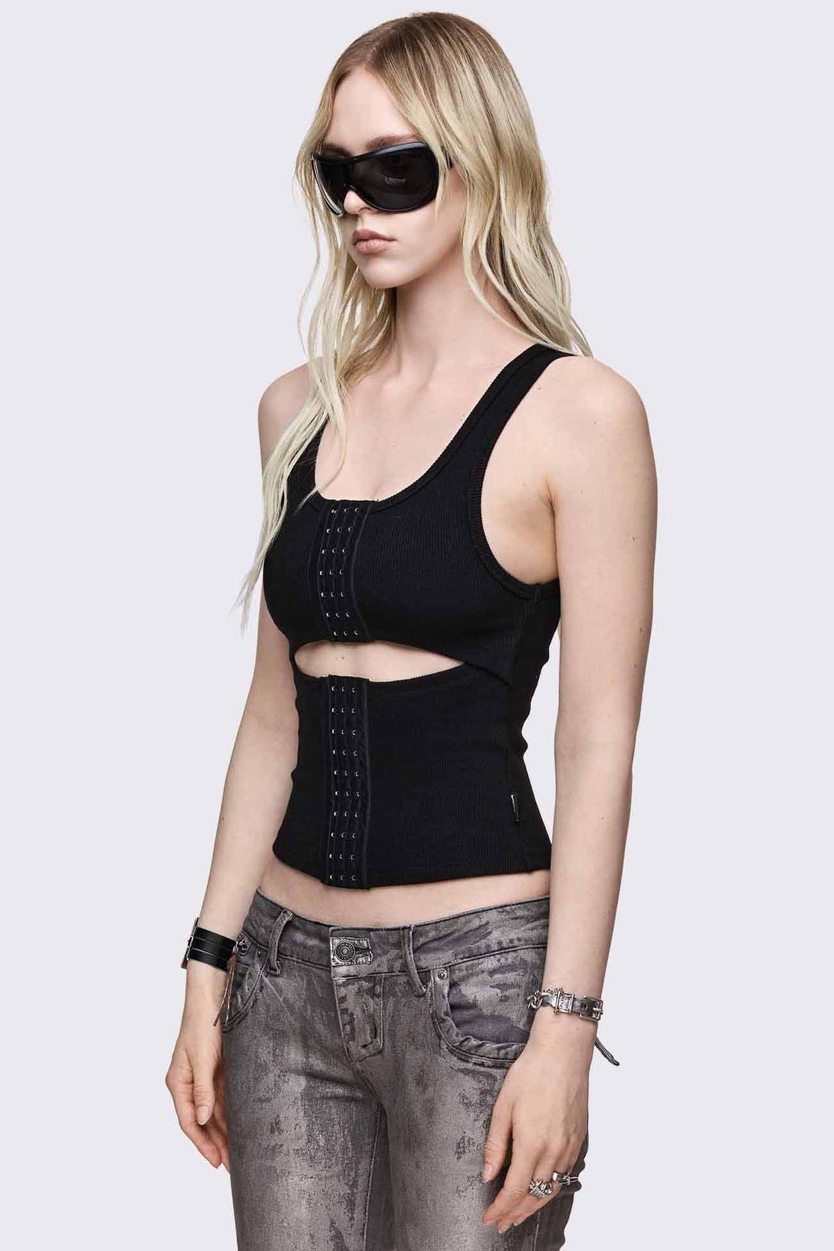 No Escape ribbed cropped tank top - Black