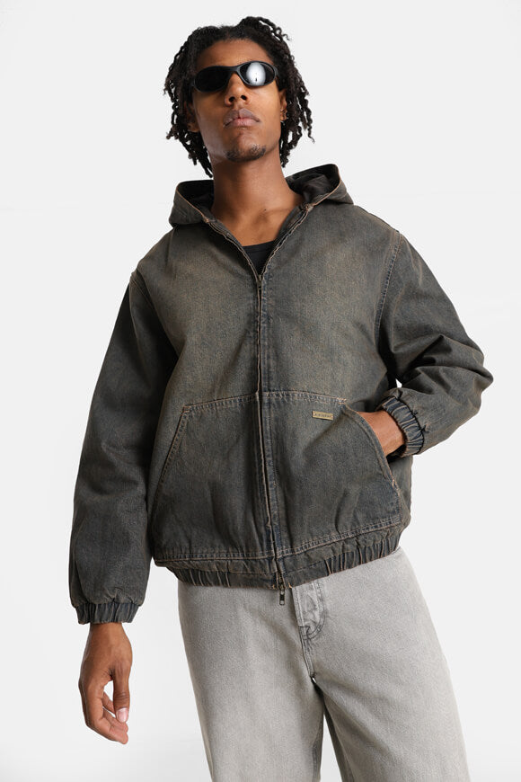 Gefütterte Jeansjacke - Schwarz/Braun