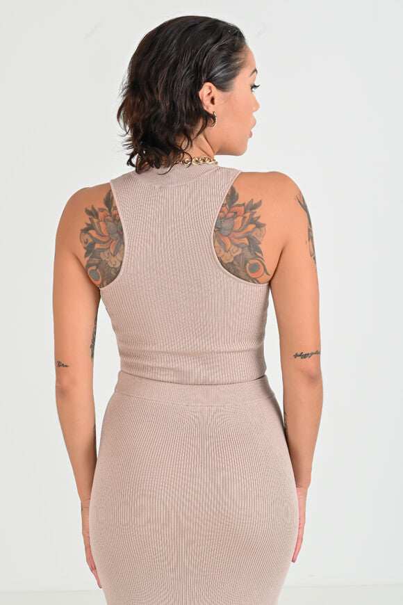 Top in maglia a coste - beige