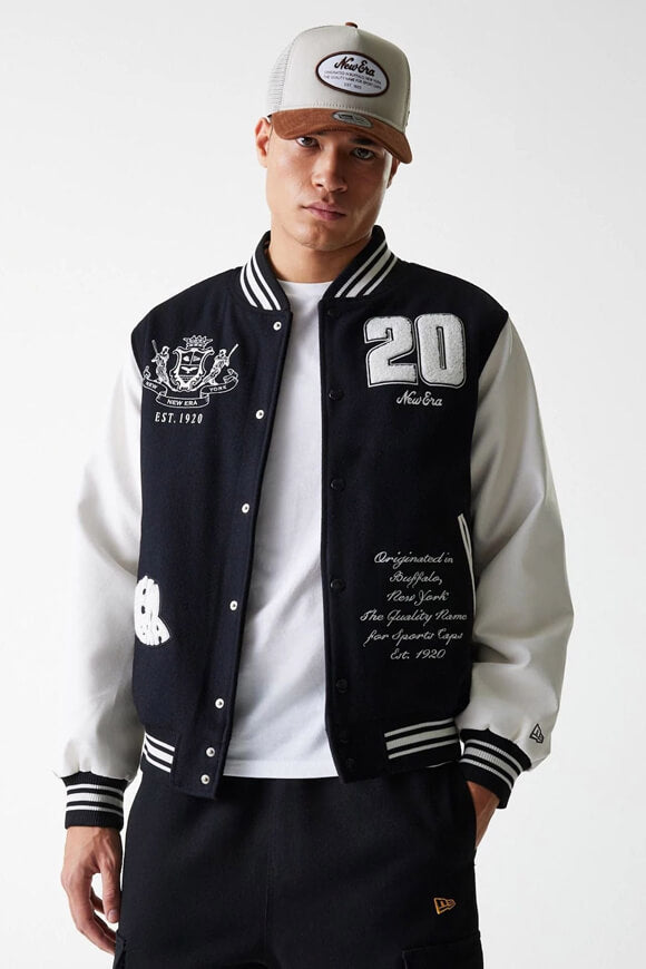 Varsity college jacket - Black + Offwhite