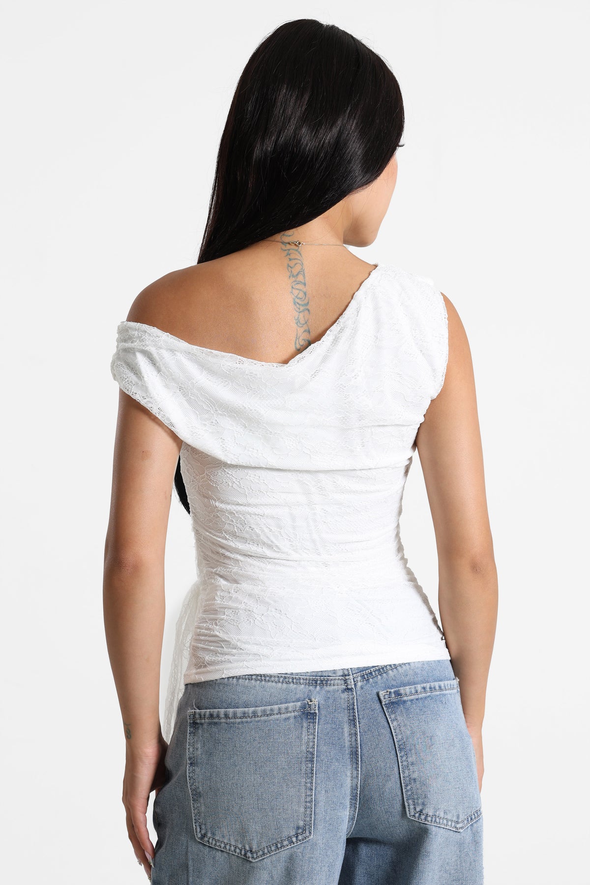 Top corto in pizzo - Ecru