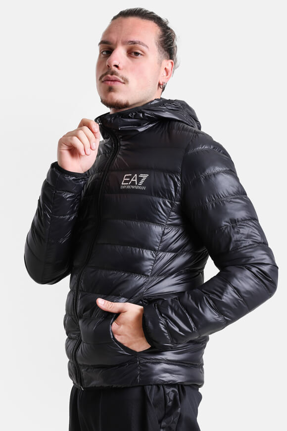 Leichte Puffer Daunenjacke - Black + White