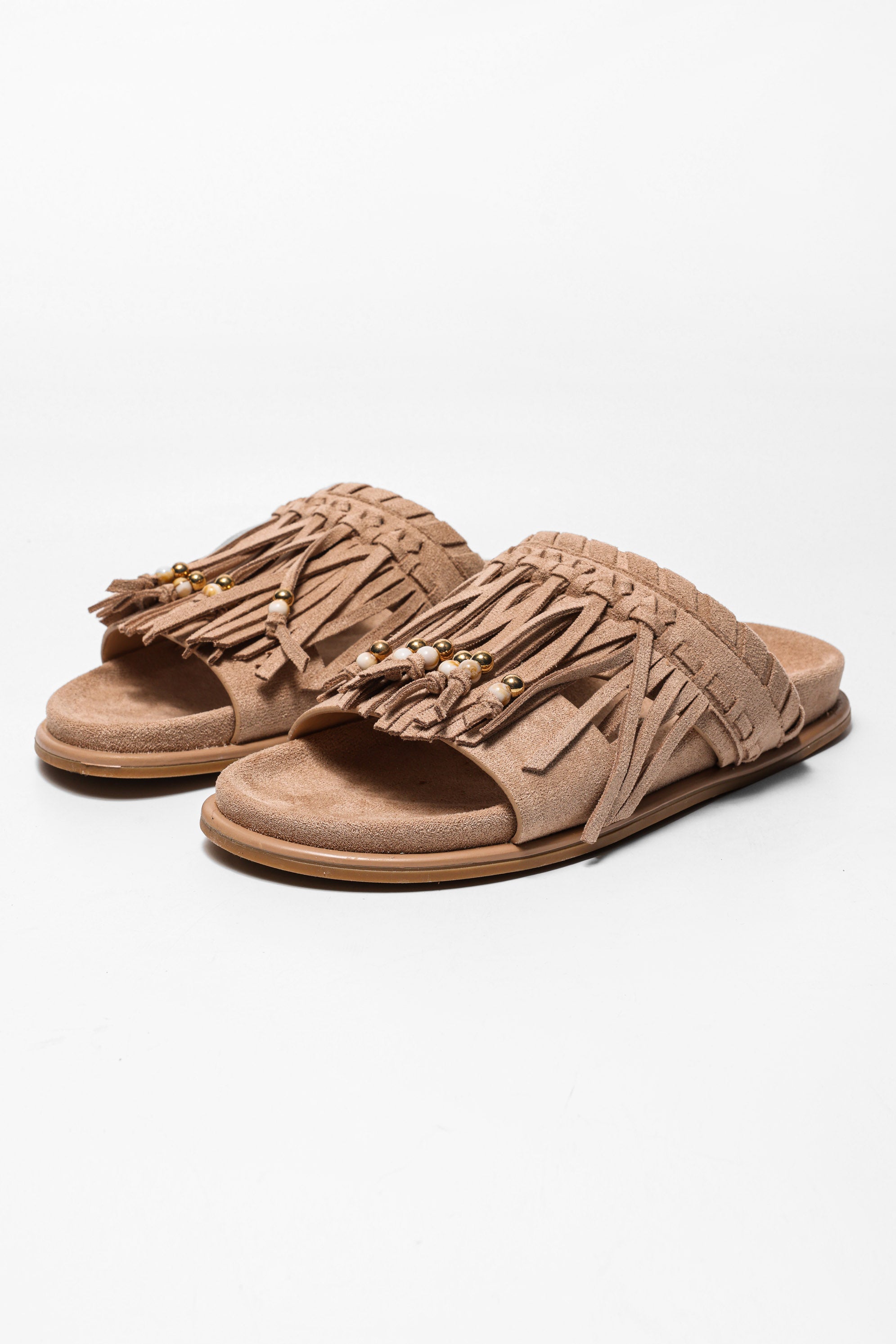 Fransen Pantoletten - Sand