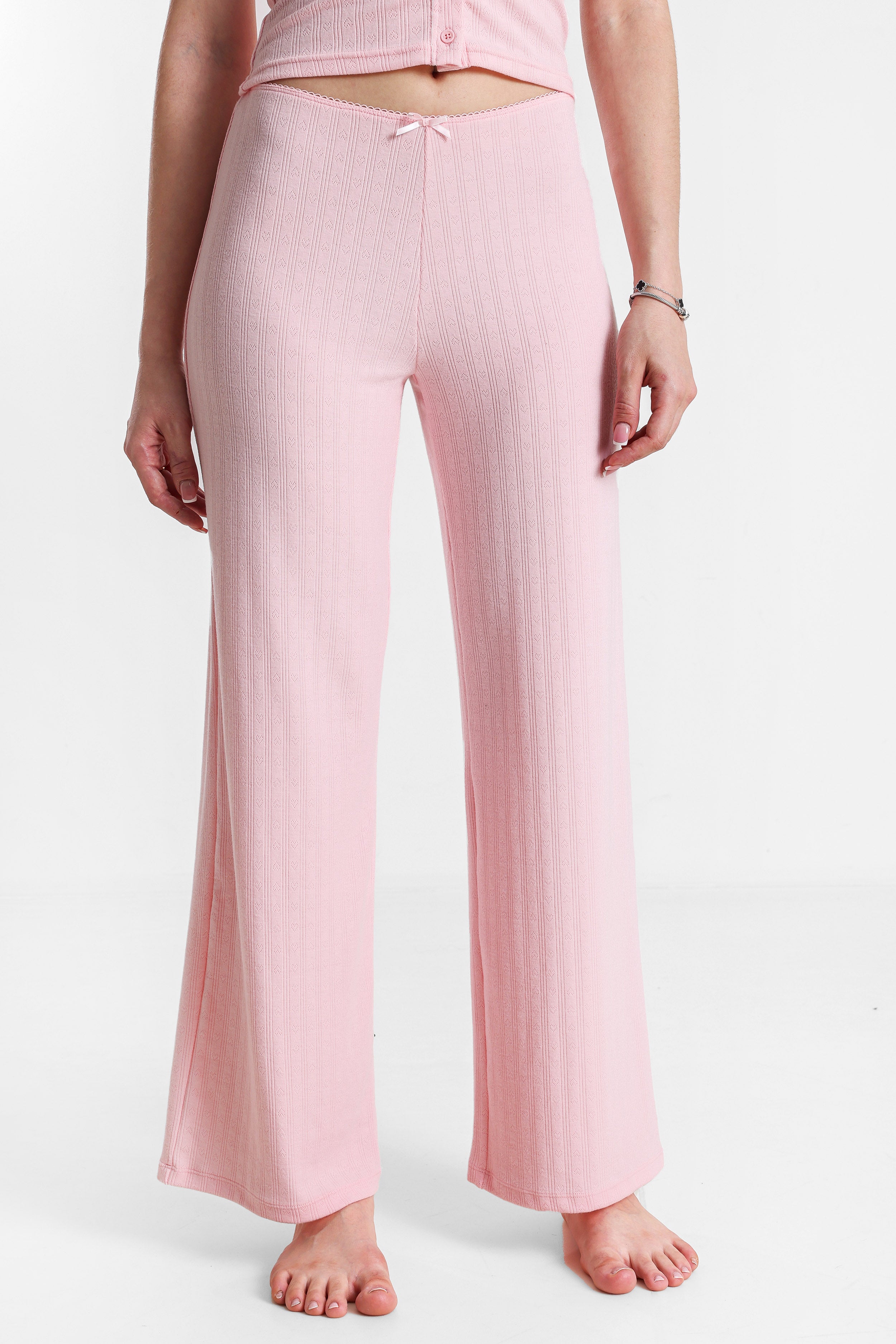 Strukturierte Stoffhose - Rosa