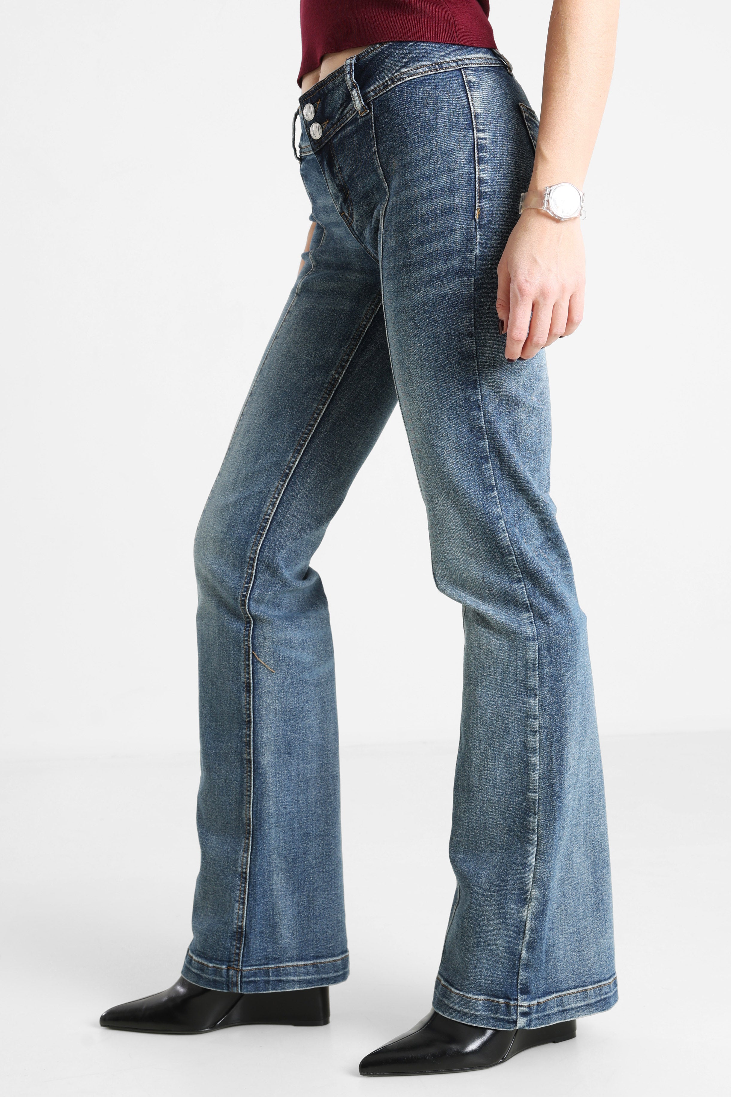 Flare Jeans - Gewaschen Blau