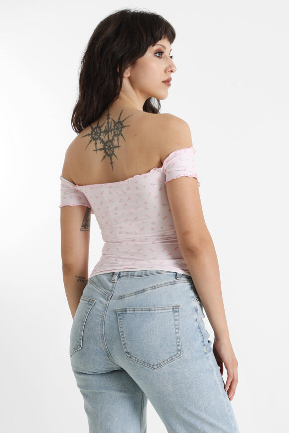 Camicia off shoulder - Rosa chiaro