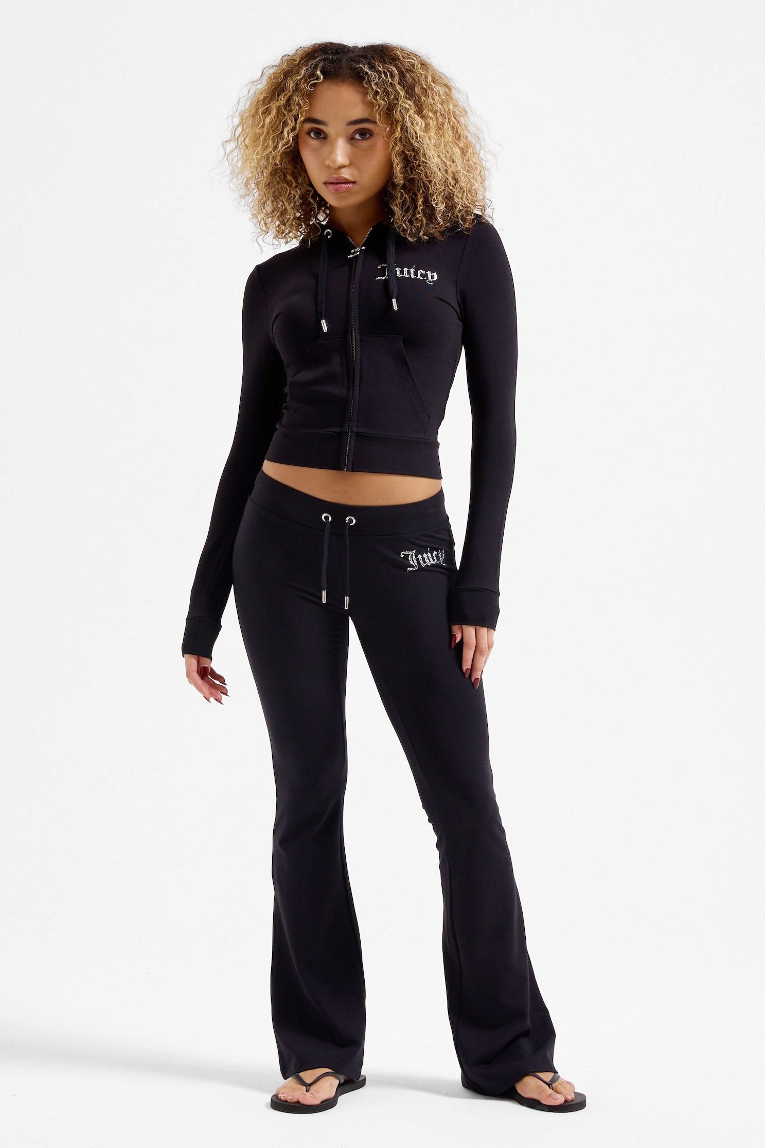 Crop Kapuzensweatjacke - Black