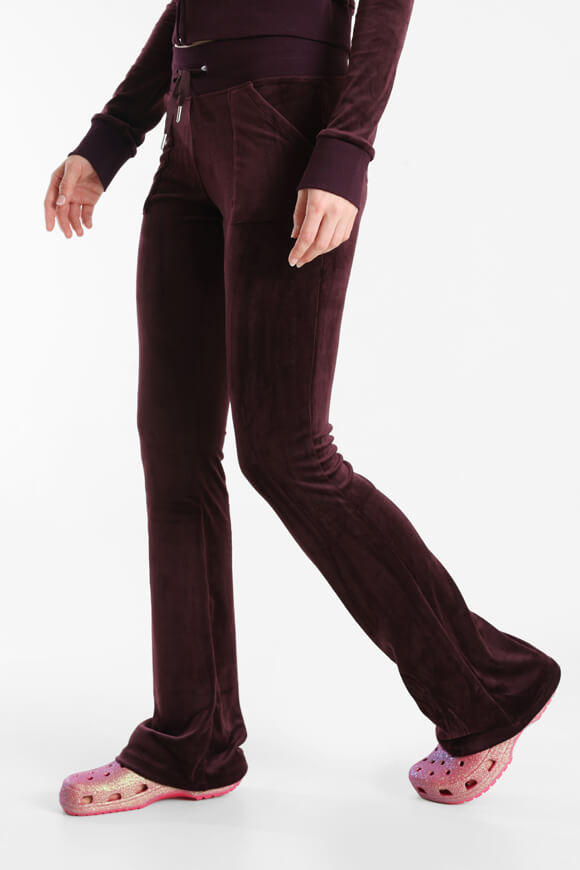 Pantaloni svasati in velluto - melanzana