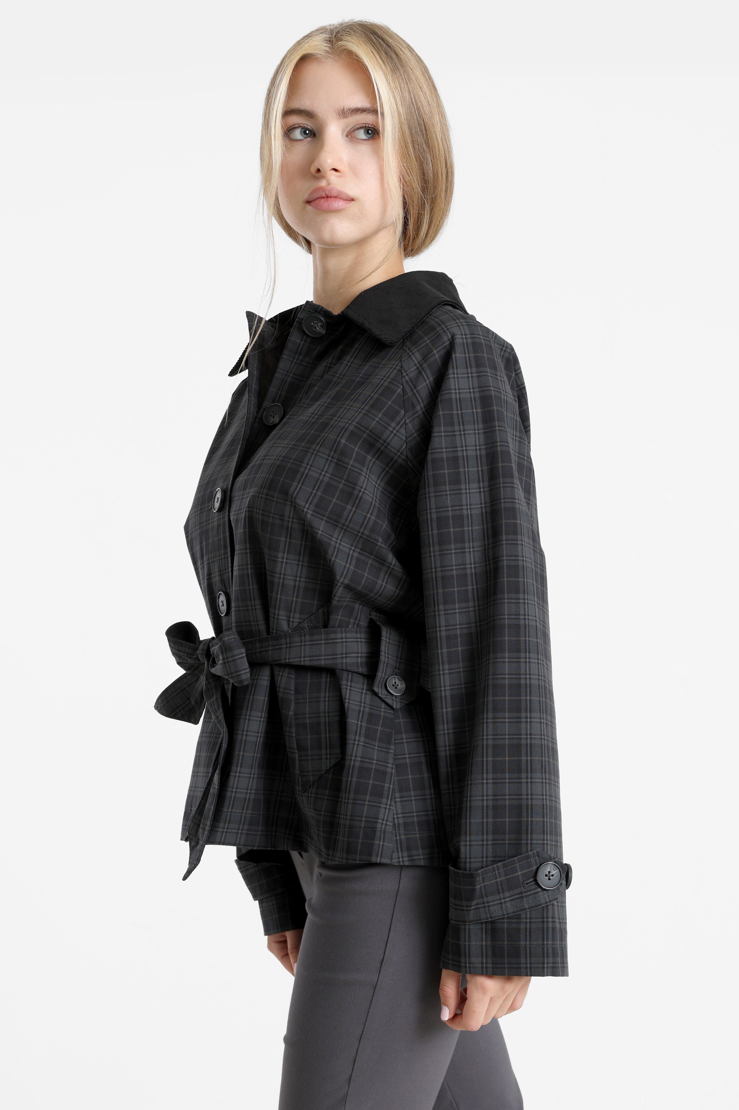 Trench a quadri - Grigio/Verde