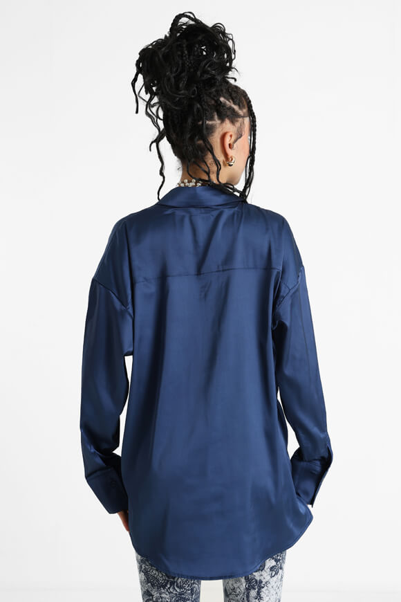 Chemise ample satinée - Bleu marine