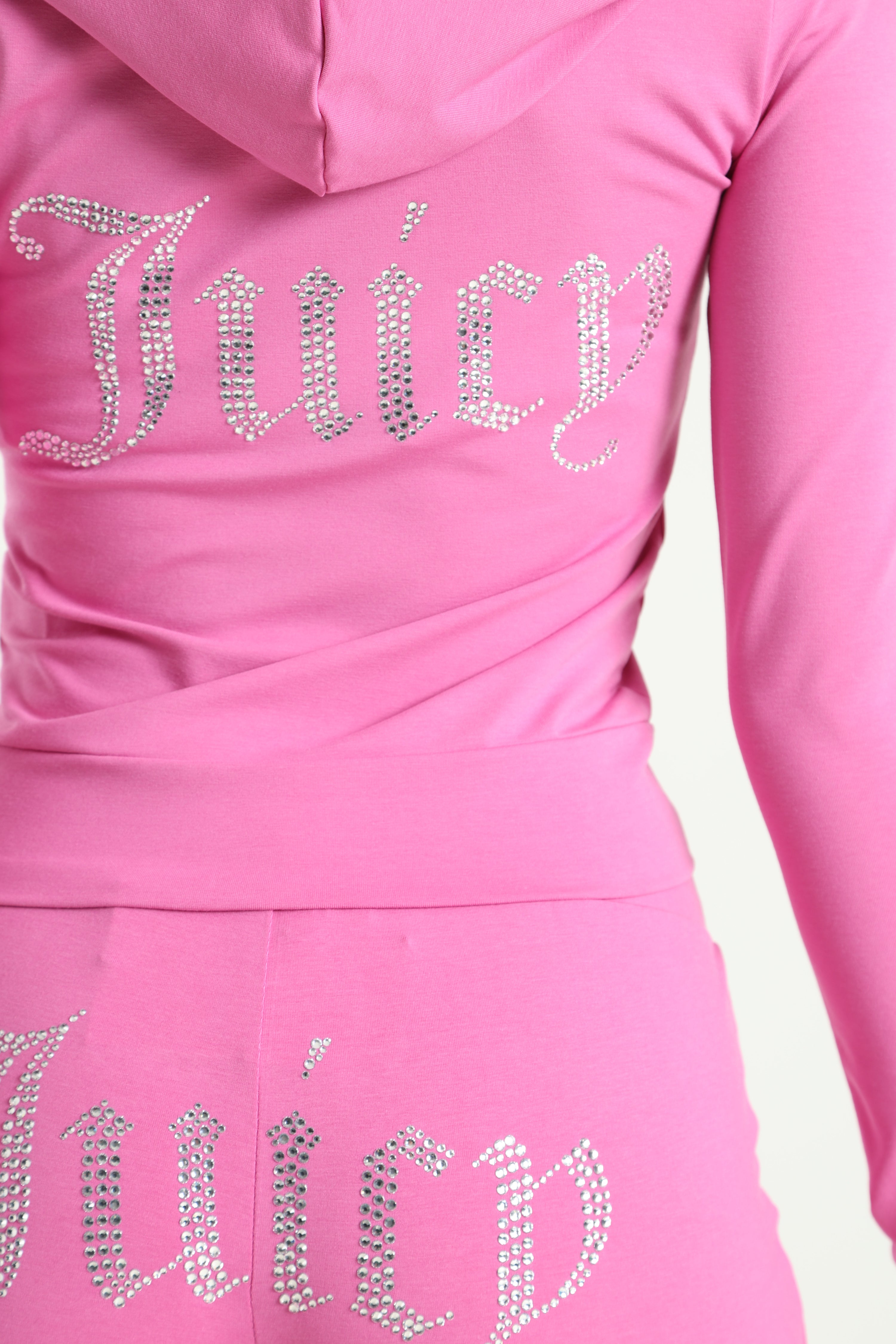 Sweat court zippé à capuchon - Super Pink