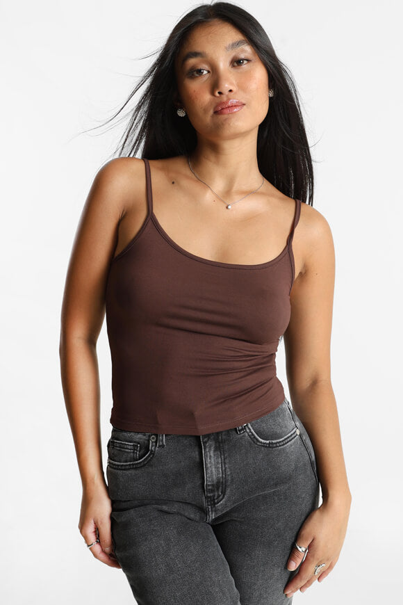 Crop Trägertop - Dunkelbraun