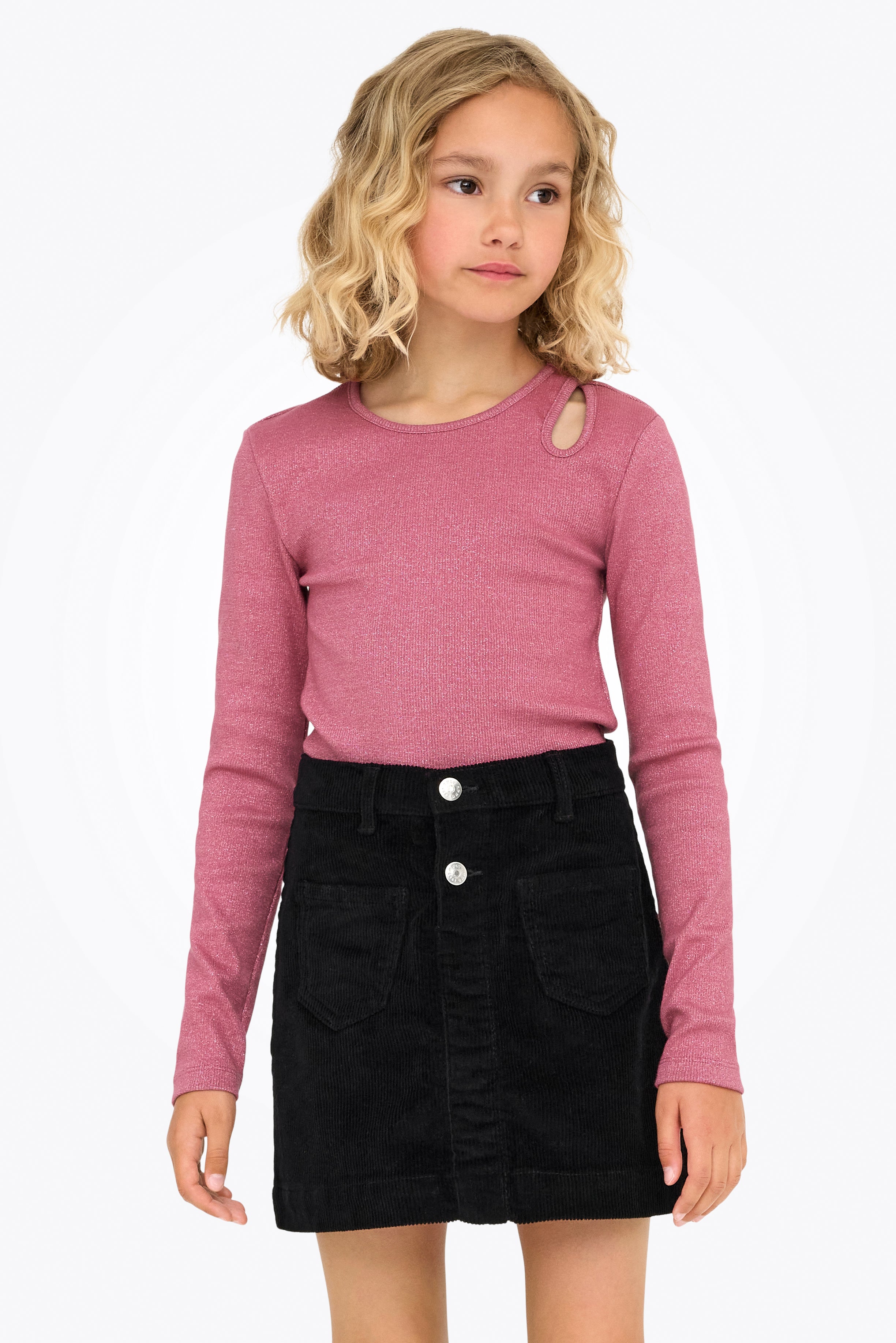KOGTRINNY shirt côtelé à brillants manches longues - Rose Wine