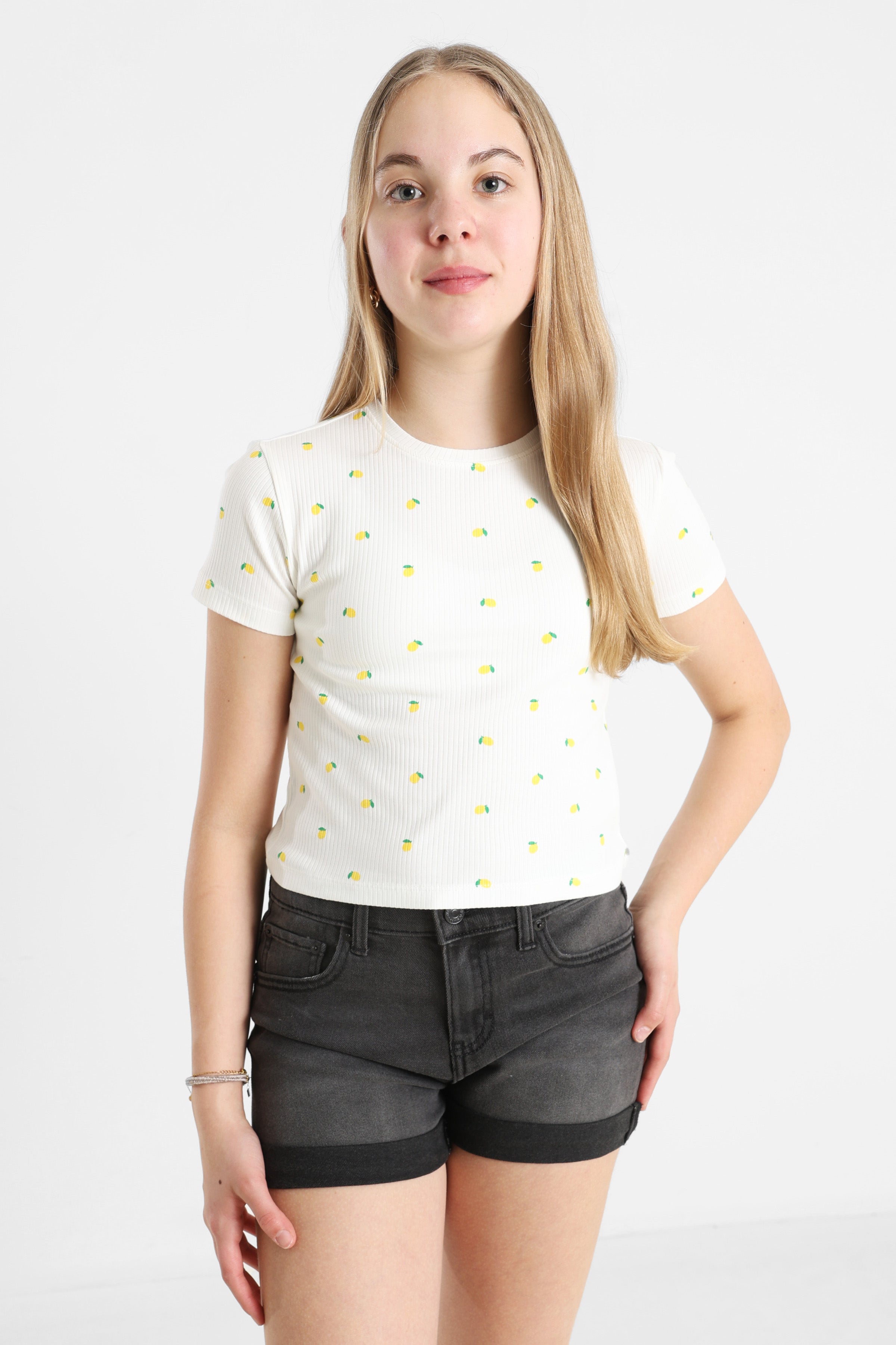 KOGBELLA Crop T-Shirt - Cloud Dancer + Lemons