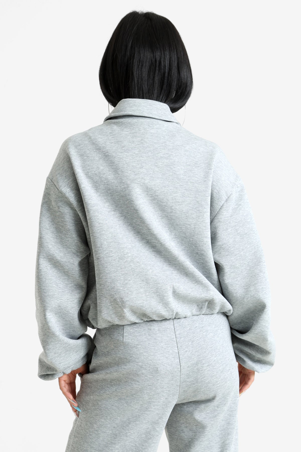 Veste ballon en sweat - Gris chiné