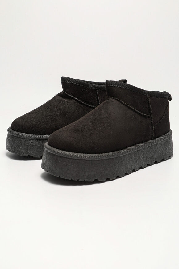 Gefütterte Plateau Stiefelette - Black