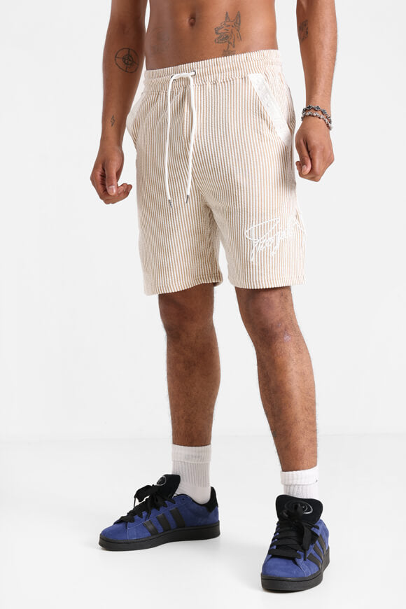 Shorts mit Strukturstoff - Beige + Offwhite