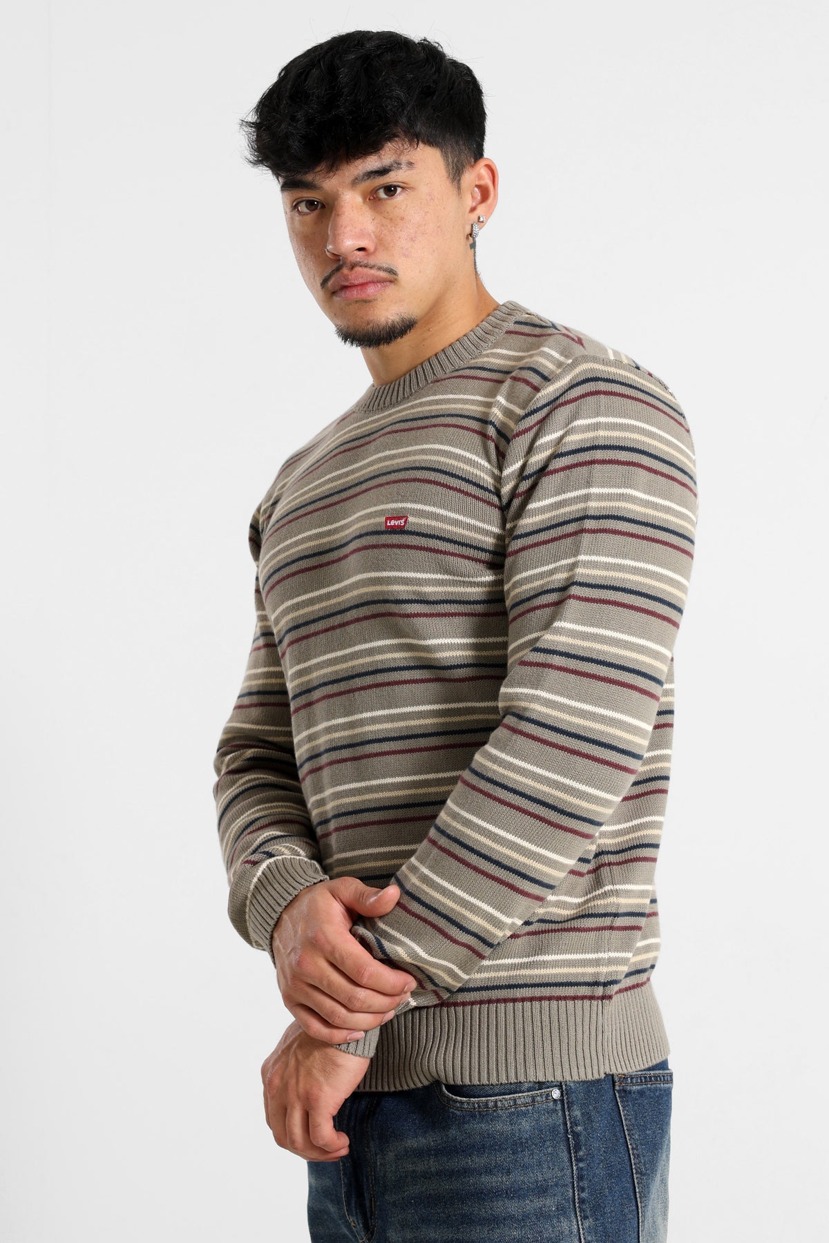 Fine knit sweater - Daniel Stripe Brindle