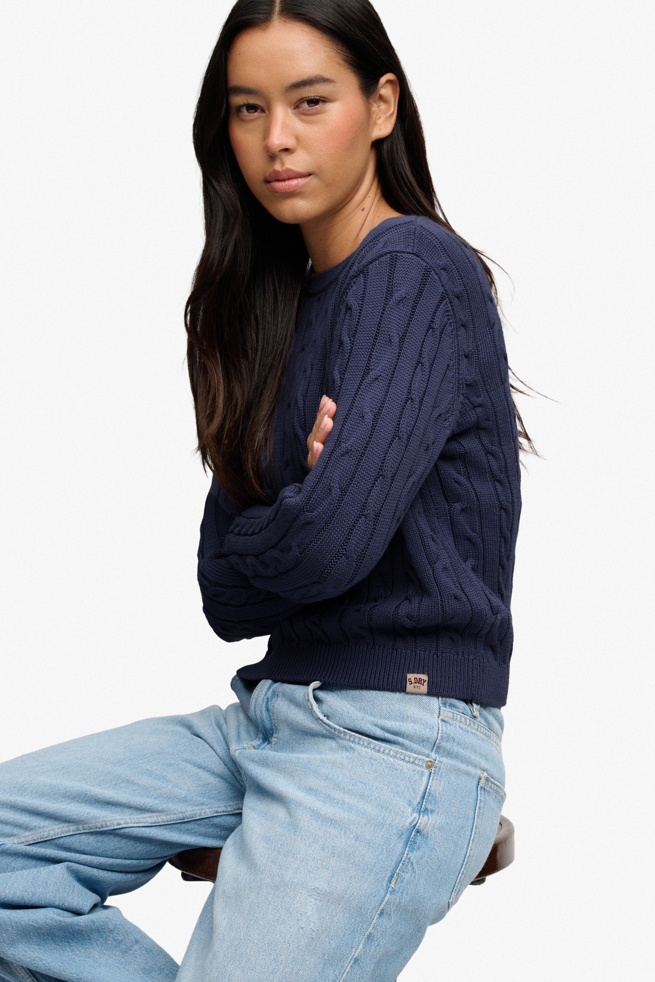 Cropped knit sweater - Eclipse Navy