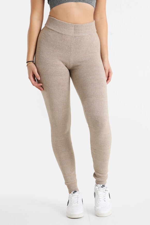 Knitted leggings - Beige melange