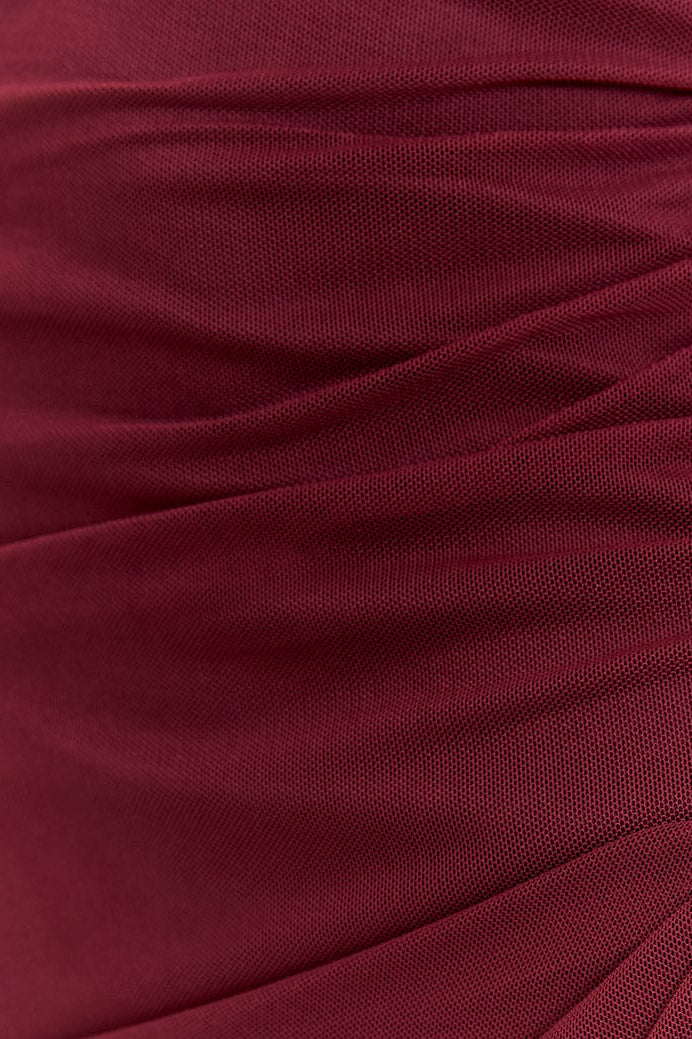 Mesh Bandeau Minikleid - Wine