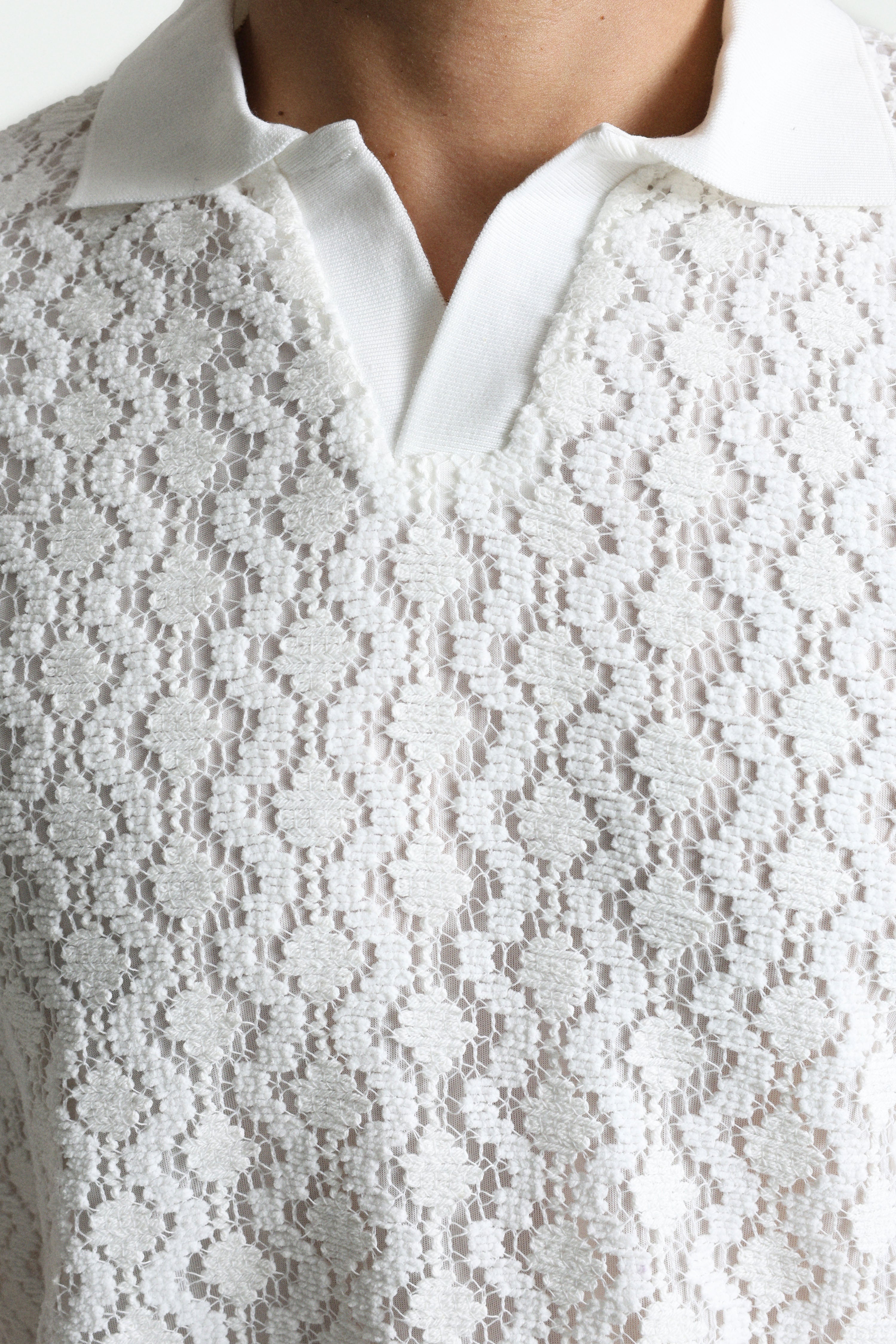 Structured fabric polo shirt - White