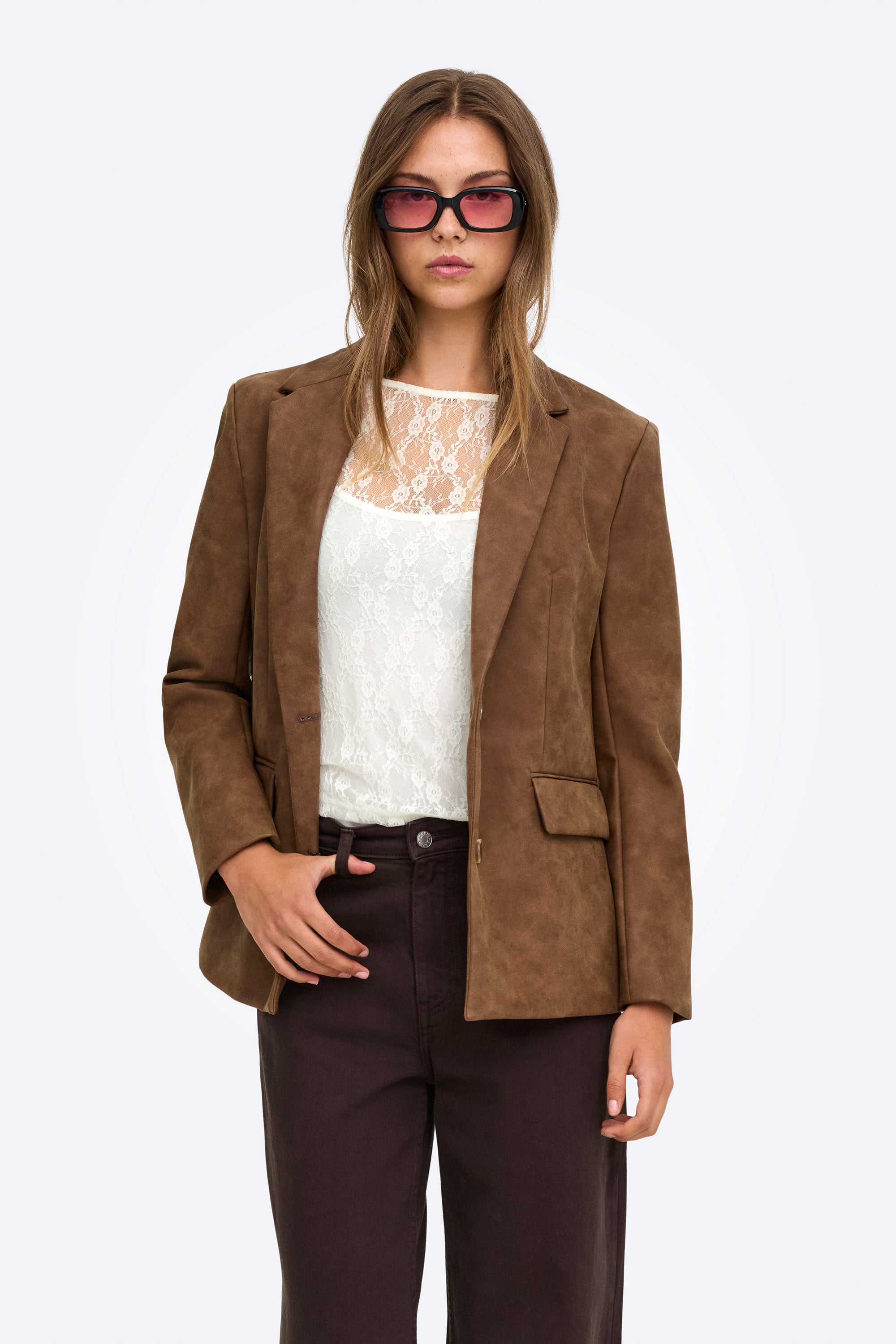 ONLNIKITA Spitzen Langarmshirt - Cloud Dancer
