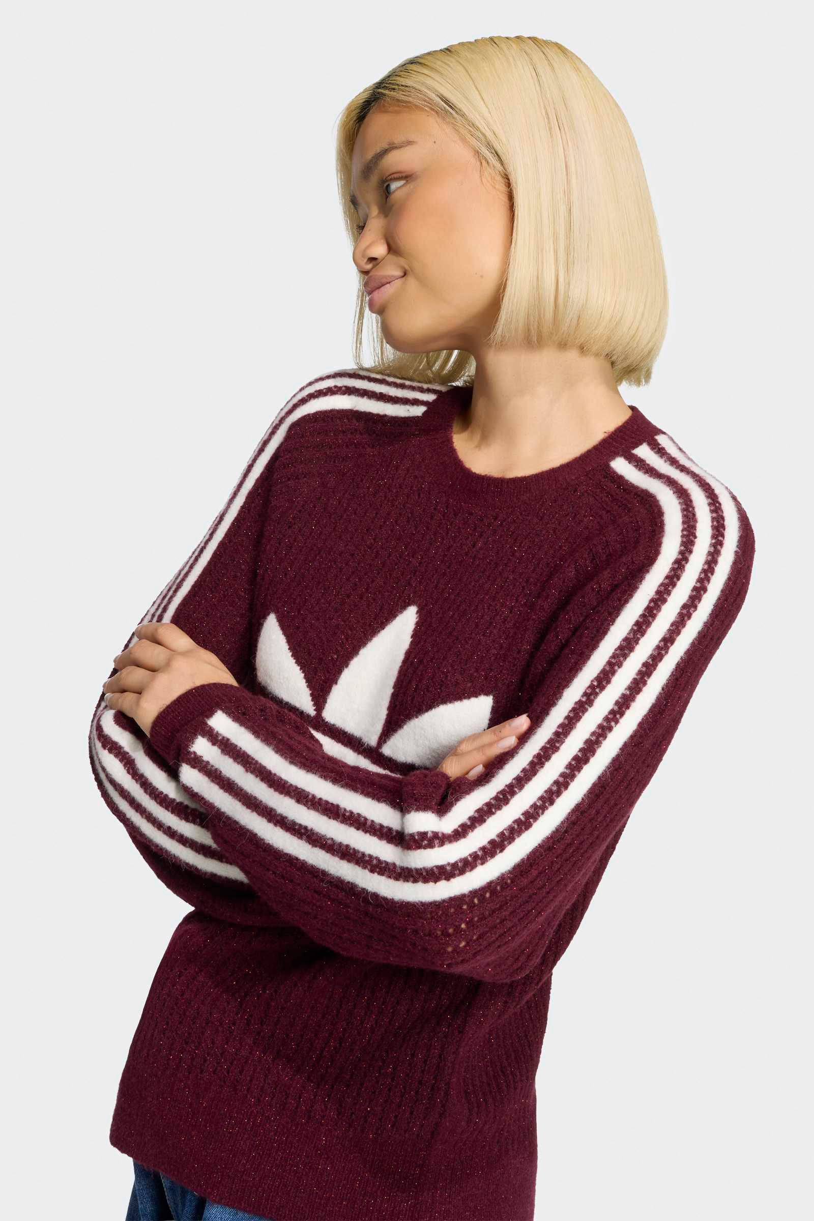 Lurex ribbed knit sweater - Marron