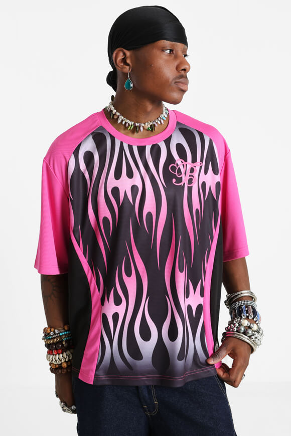 Mesh T-Shirt - Pink + Black