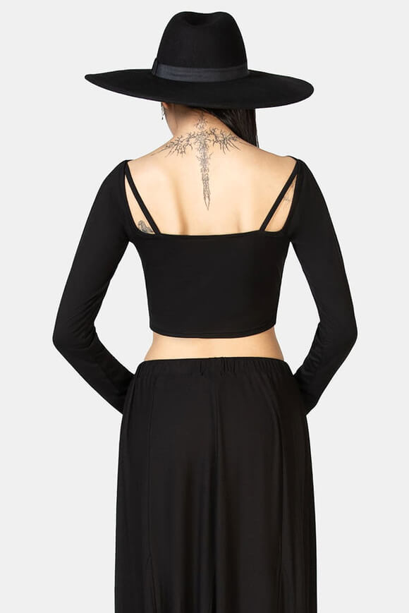 Celestial Night Crop Lamgarmshirt - Black