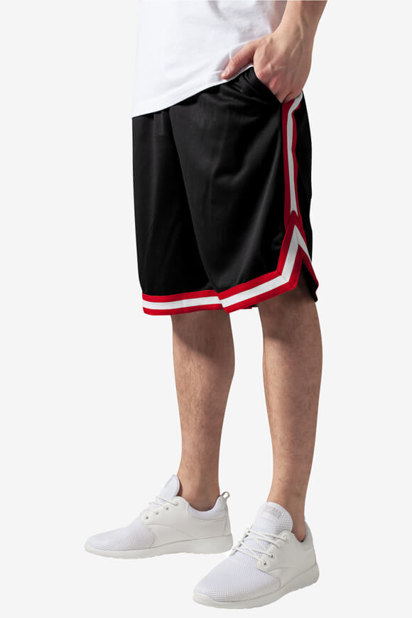 Stripes Mesh Shorts - Black + Red + White