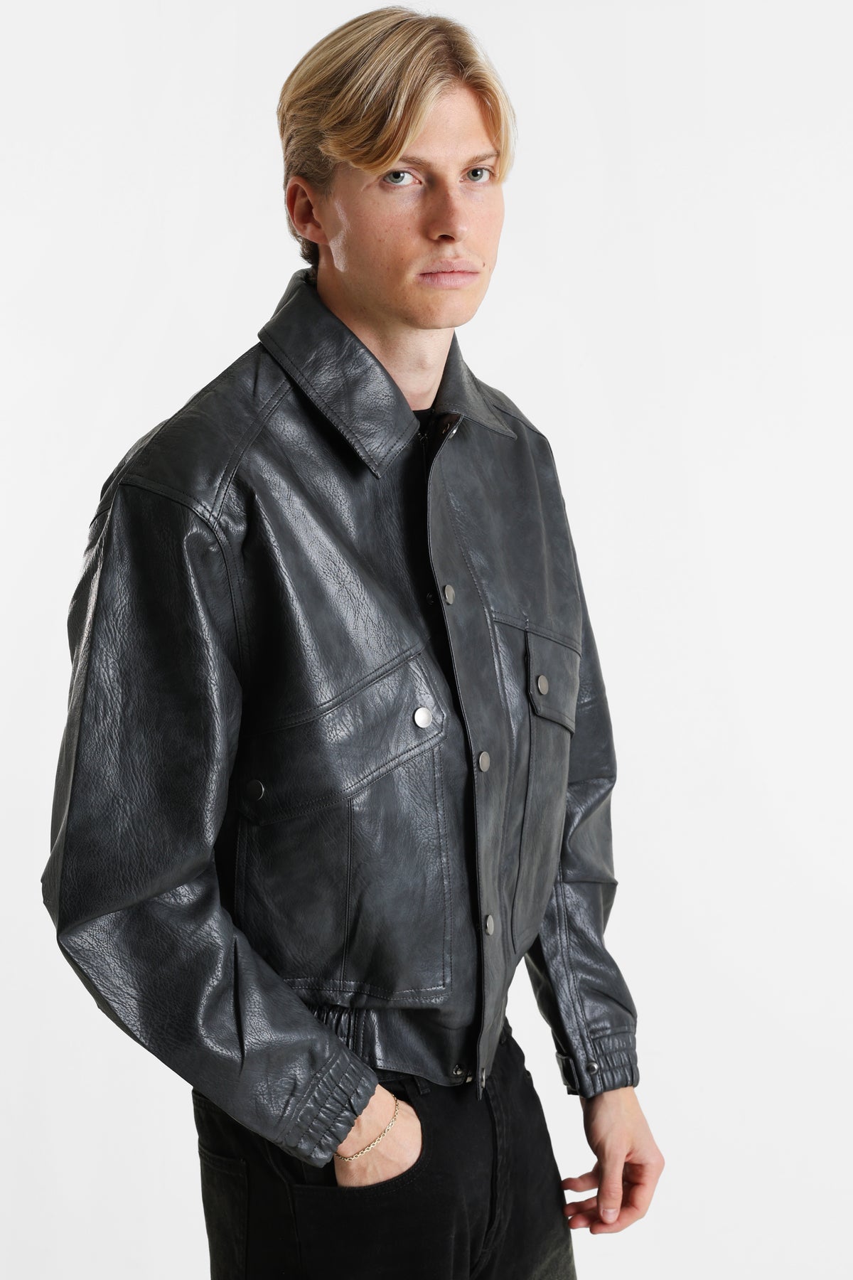 Veste en similicuir - Black Used