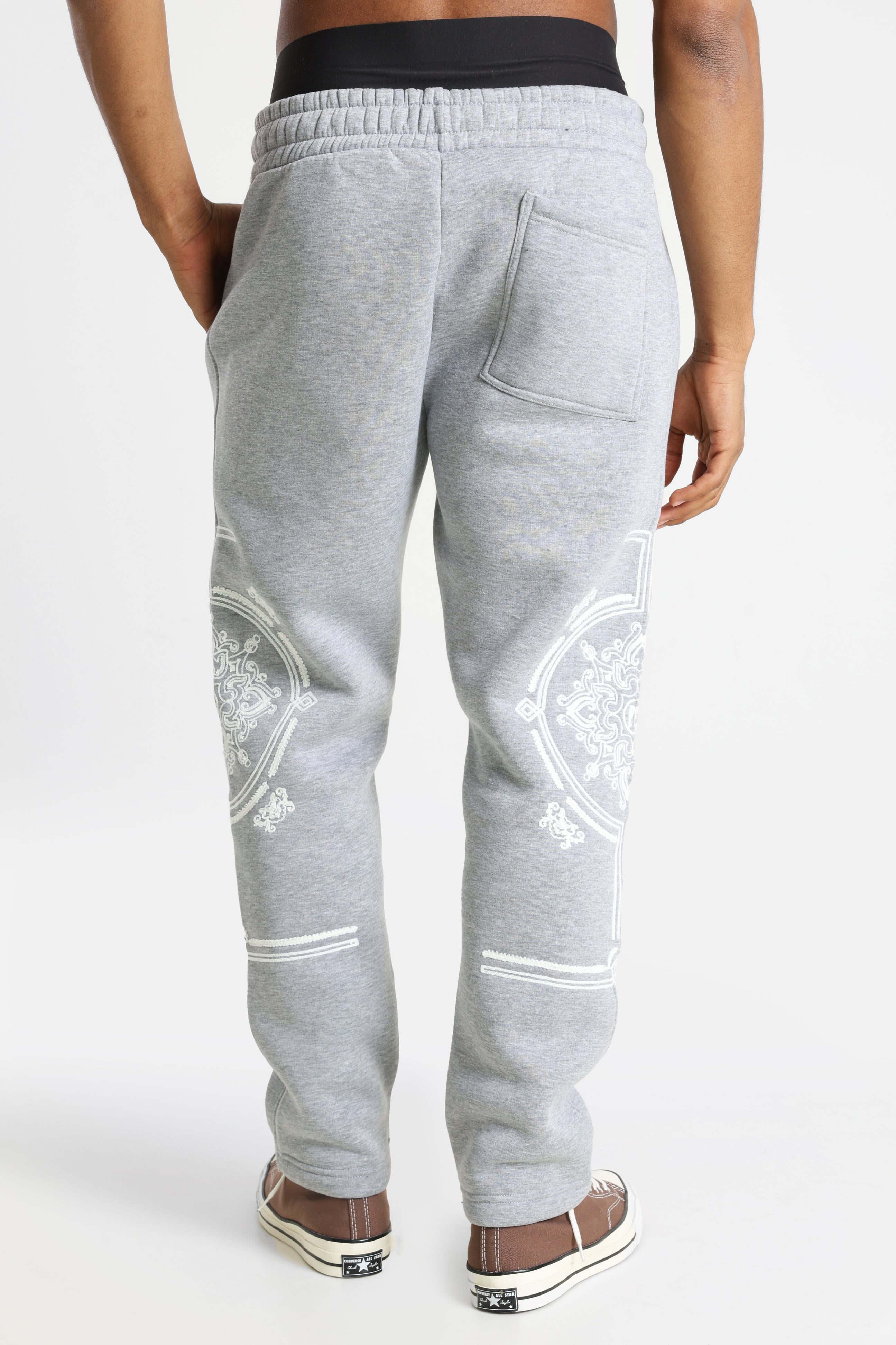 Sweatpants - Grey Heather + White