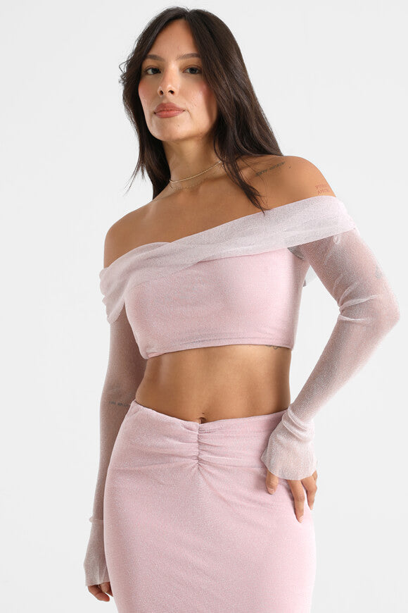 Glitzer Off Shoulder Top - Pink
