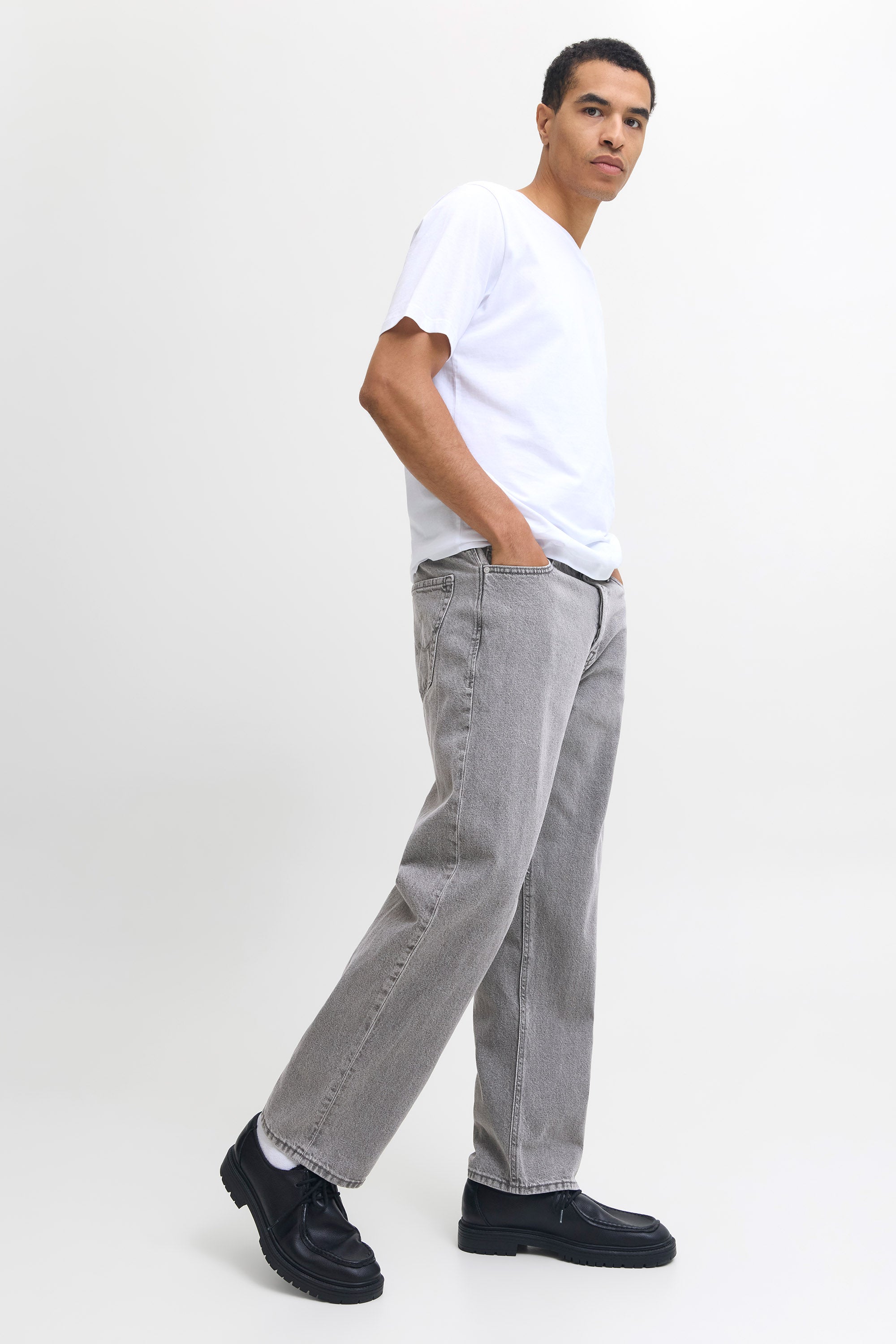 JJIEDDIE loose fit jeans L32 - Grey Demin