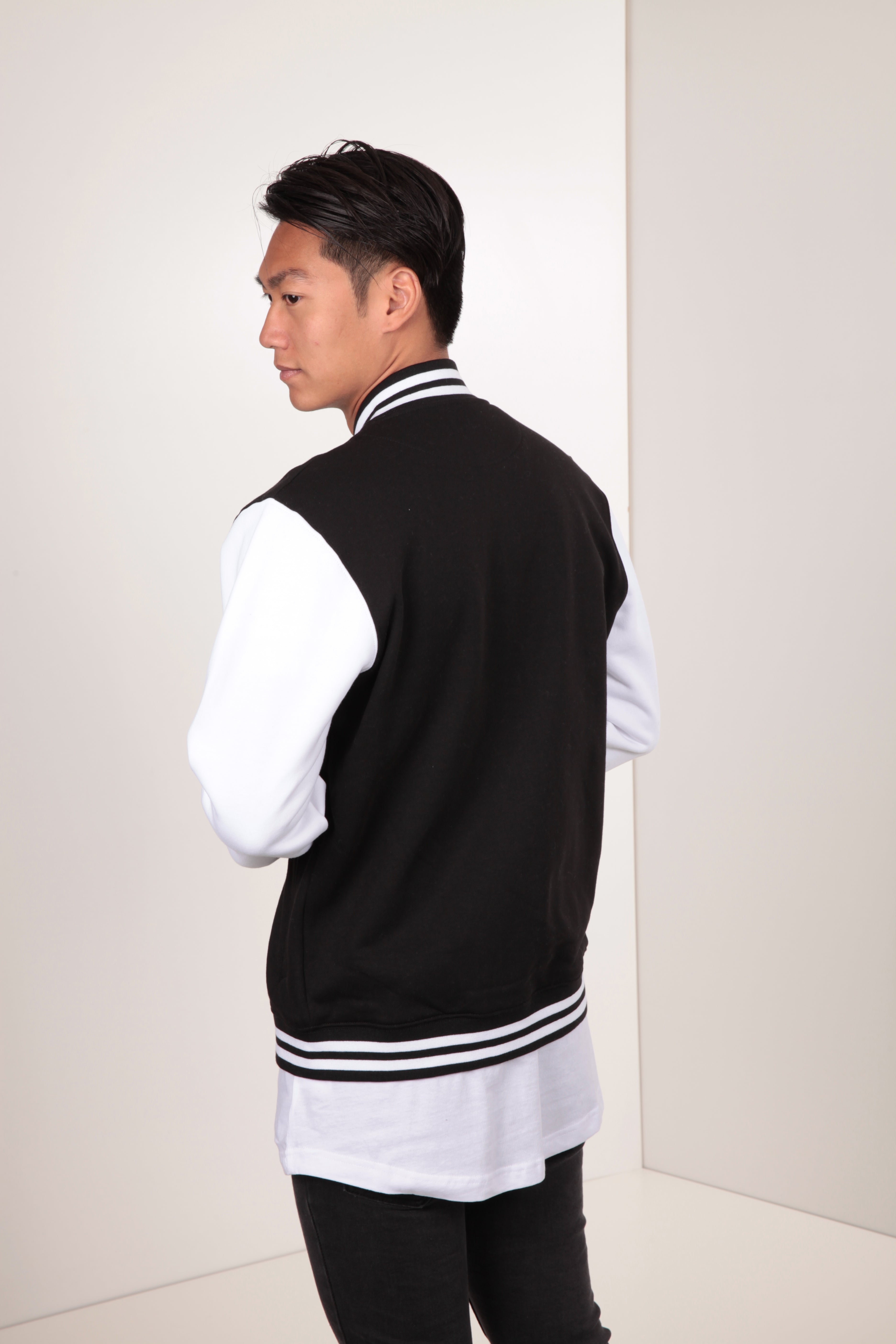 College-Sweatjacke - Schwarz + Weiss