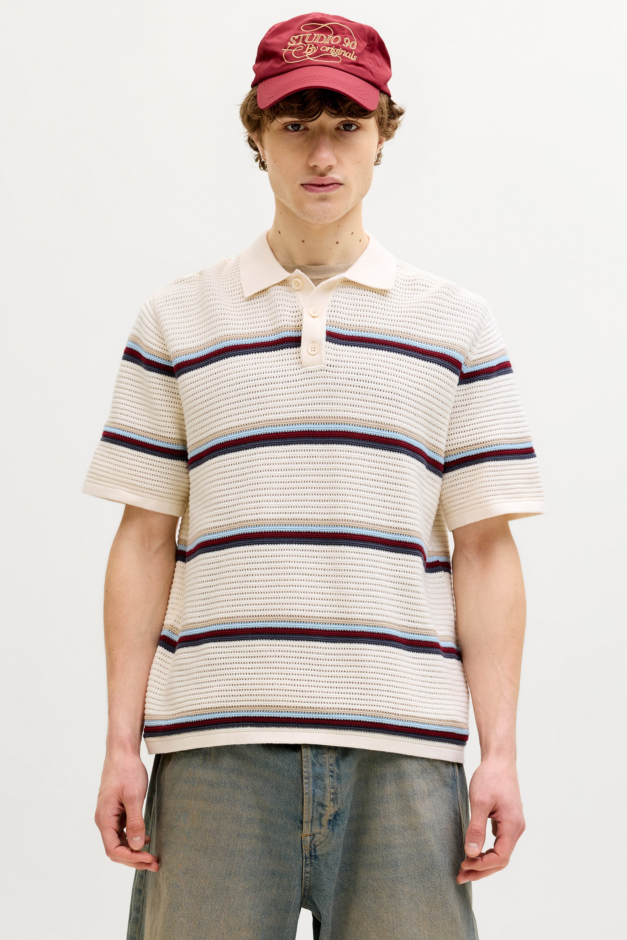JORMAINE Strick Poloshirt - Sea Salt