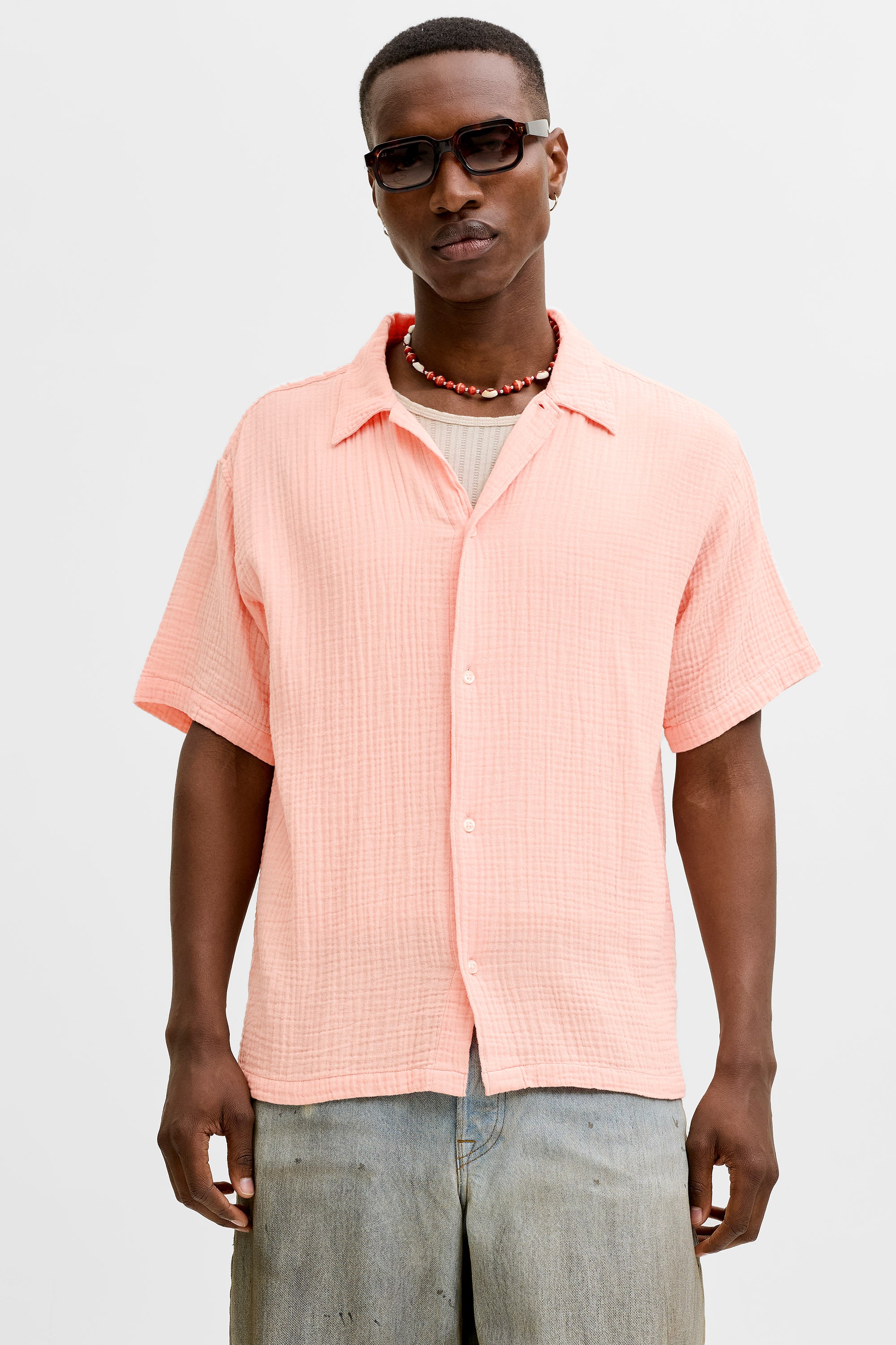 JORNANTUCKET Strukturiertes Hemd - Peach Melba