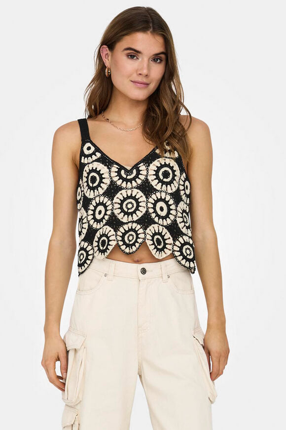 Yvonne Crop Top au crochet - Birch + Black