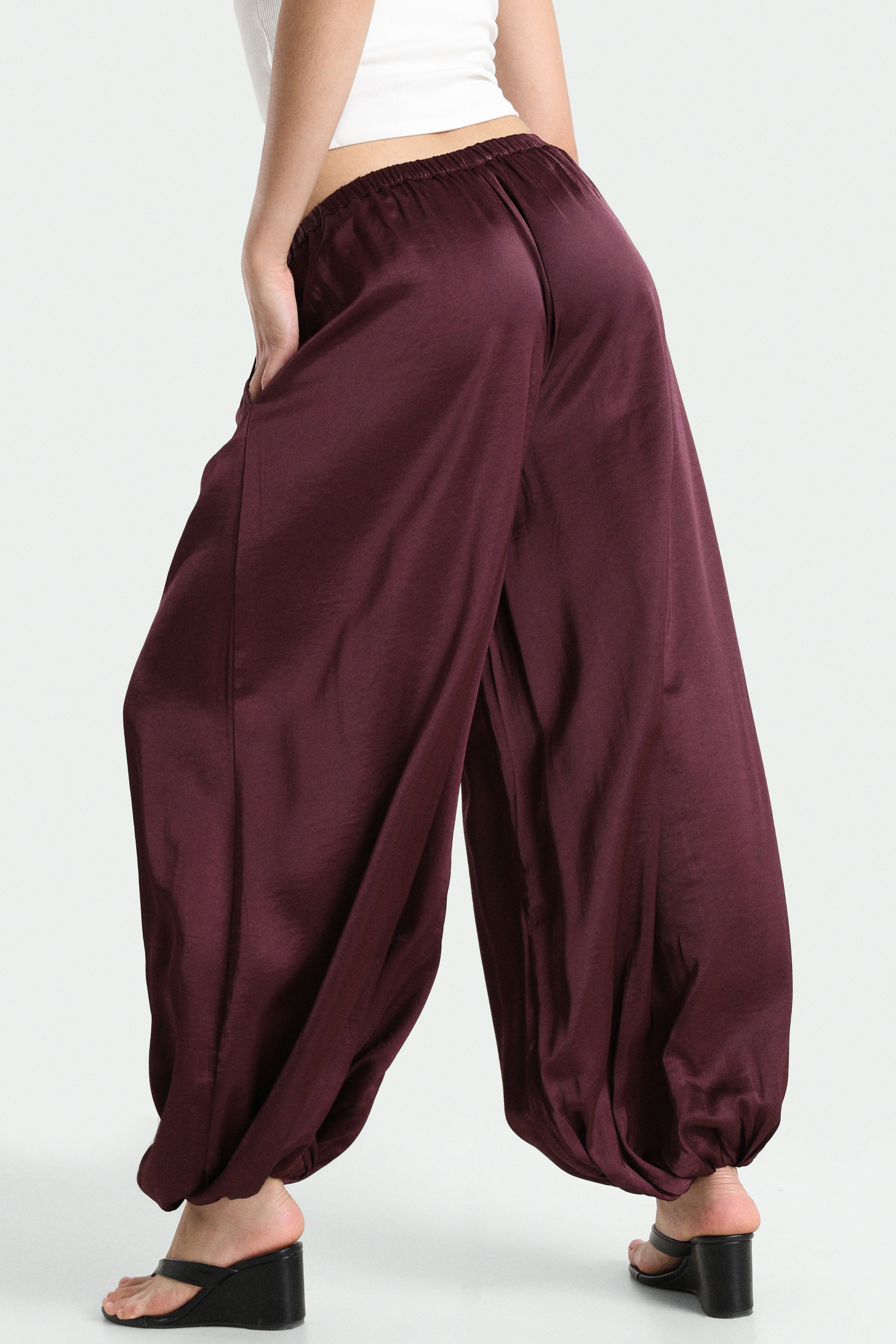 Ballon-Satinhose - Aubergine