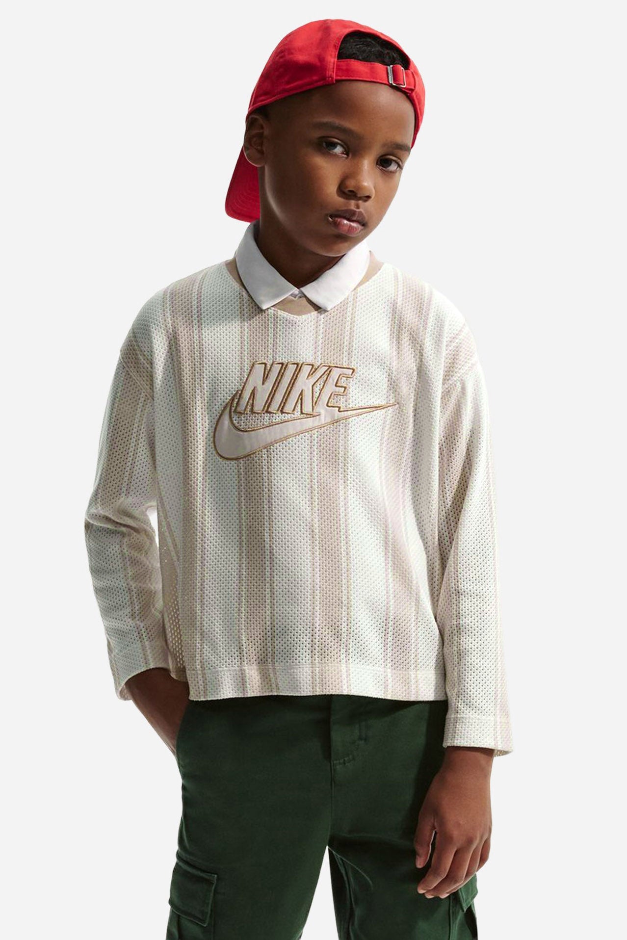 Mesh Langarmshirt - Light Orewood Brown